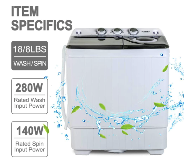 43506 -  KUPPET Portable Compact Twin Tub Portable Mini Washing Machine USA